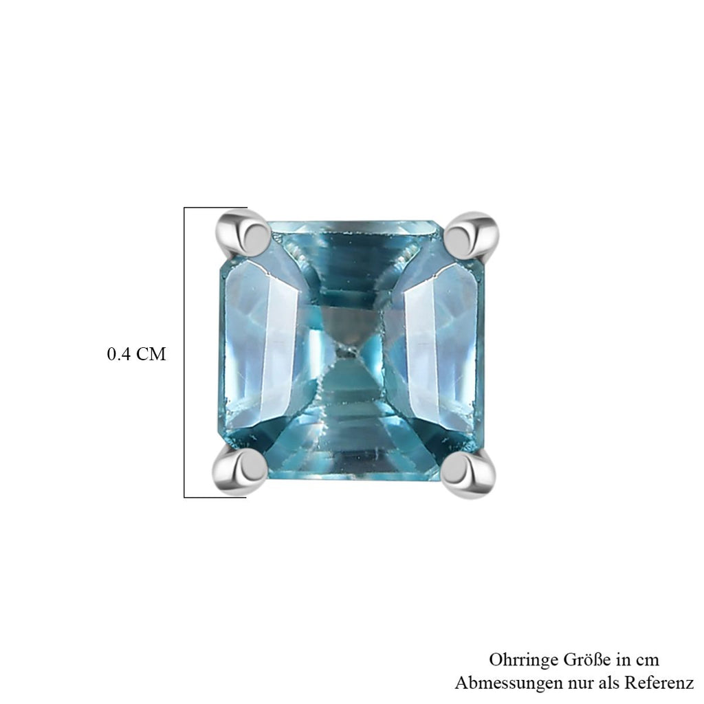 Blauer Zirkon Ohrringe 925 Silber rhodiniert ca. 1.06 ct