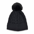 Strickmütze mit Bommel, weiches Mischgewebe, Einheitsgröße, Schwarz