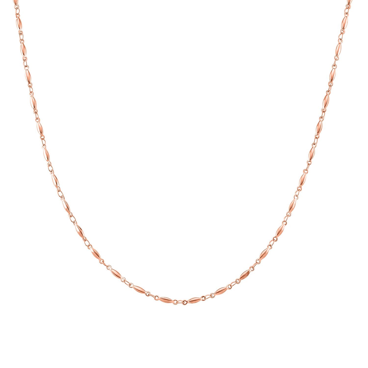 Feine Spindel-Gliederkette, Reiner Edelstahl IP Rosa Plattierung Halskette ca. 50 cm ca. 6,50g