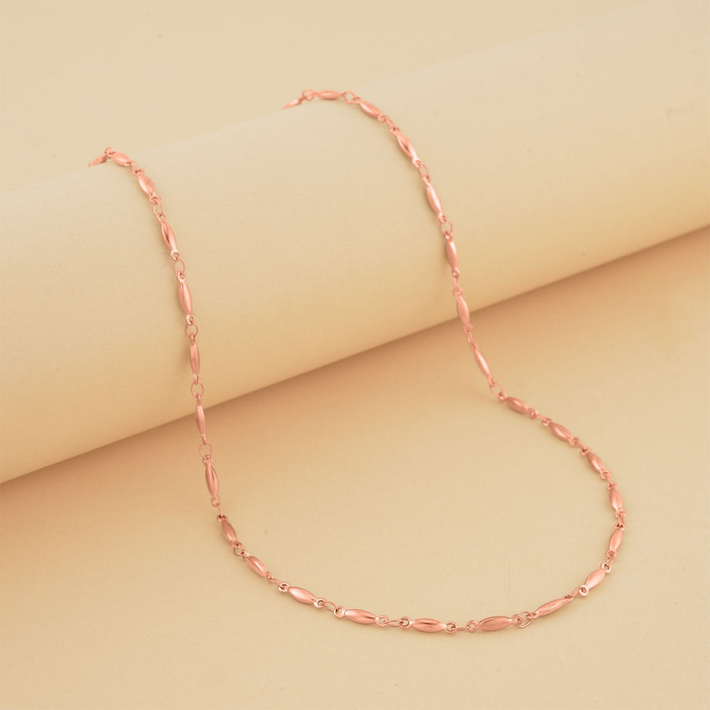 Feine Spindel-Gliederkette, Reiner Edelstahl IP Rosa Plattierung Halskette ca. 50 cm ca. 6,50g