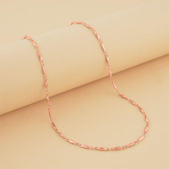 Feine Spindel-Gliederkette, Reiner Edelstahl IP Rosa Plattierung Halskette ca. 50 cm ca. 6,50g