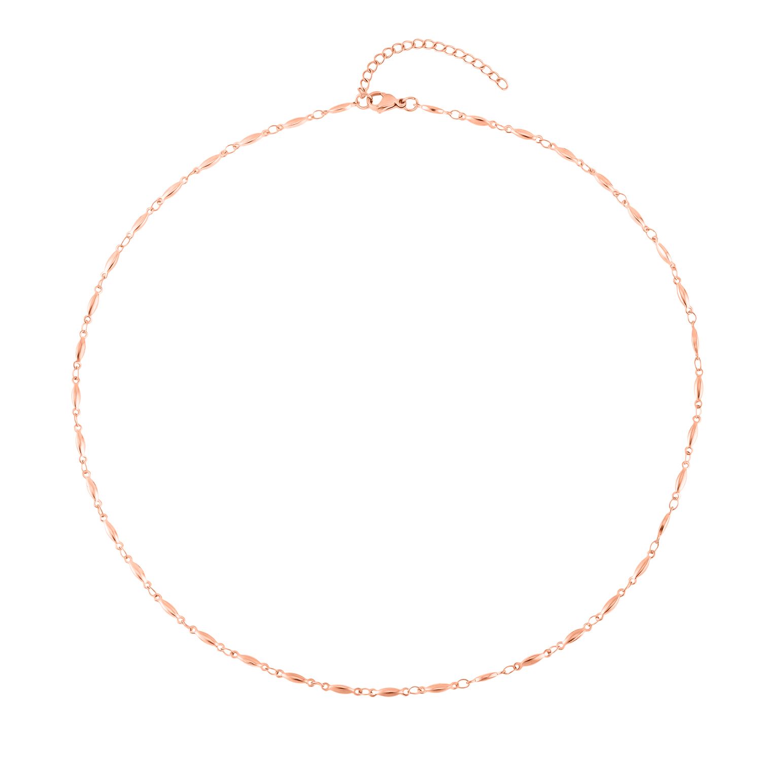 Feine Spindel-Gliederkette, Reiner Edelstahl IP Rosa Plattierung Halskette ca. 50 cm ca. 6,50g