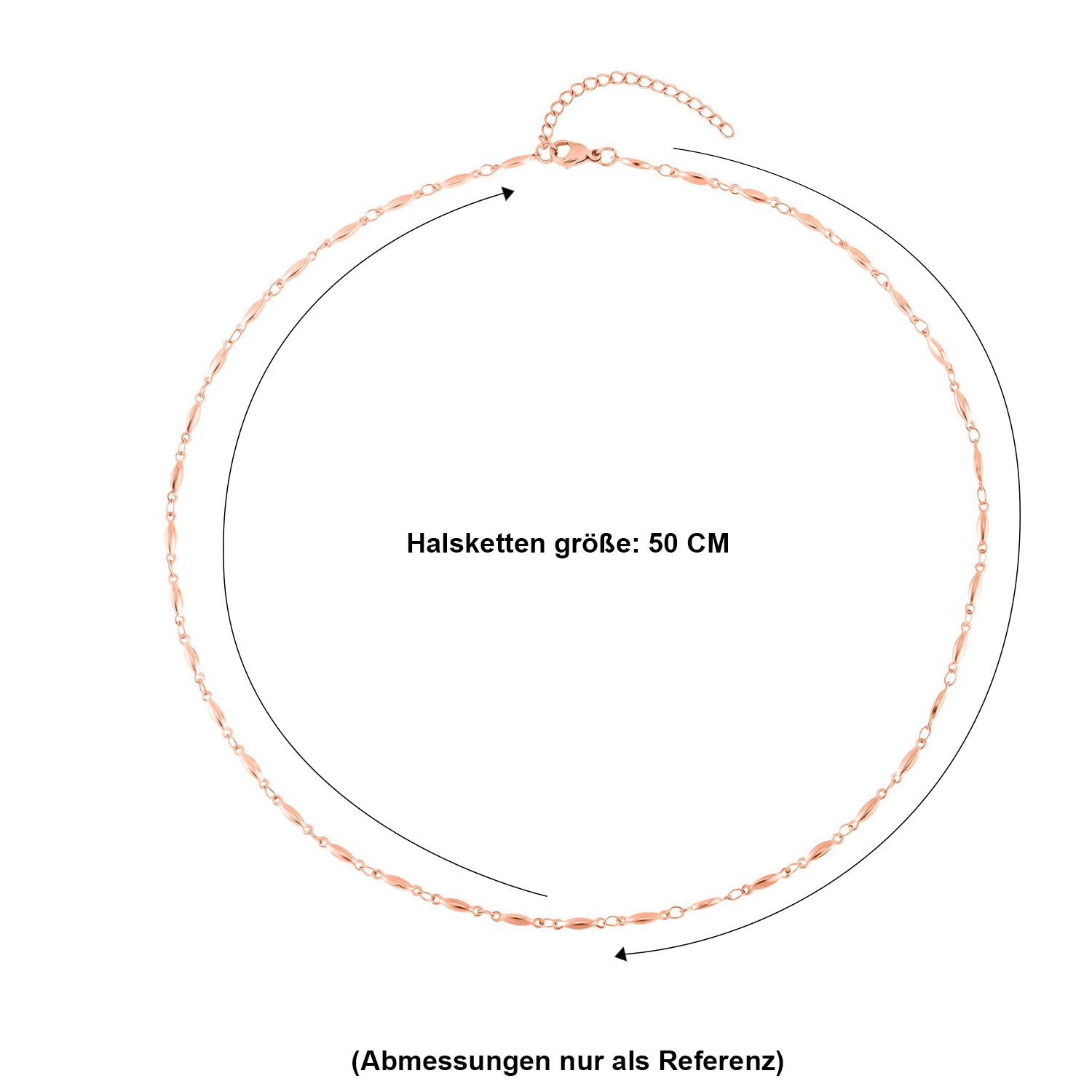 Feine Spindel-Gliederkette, Reiner Edelstahl IP Rosa Plattierung Halskette ca. 50 cm ca. 6,50g