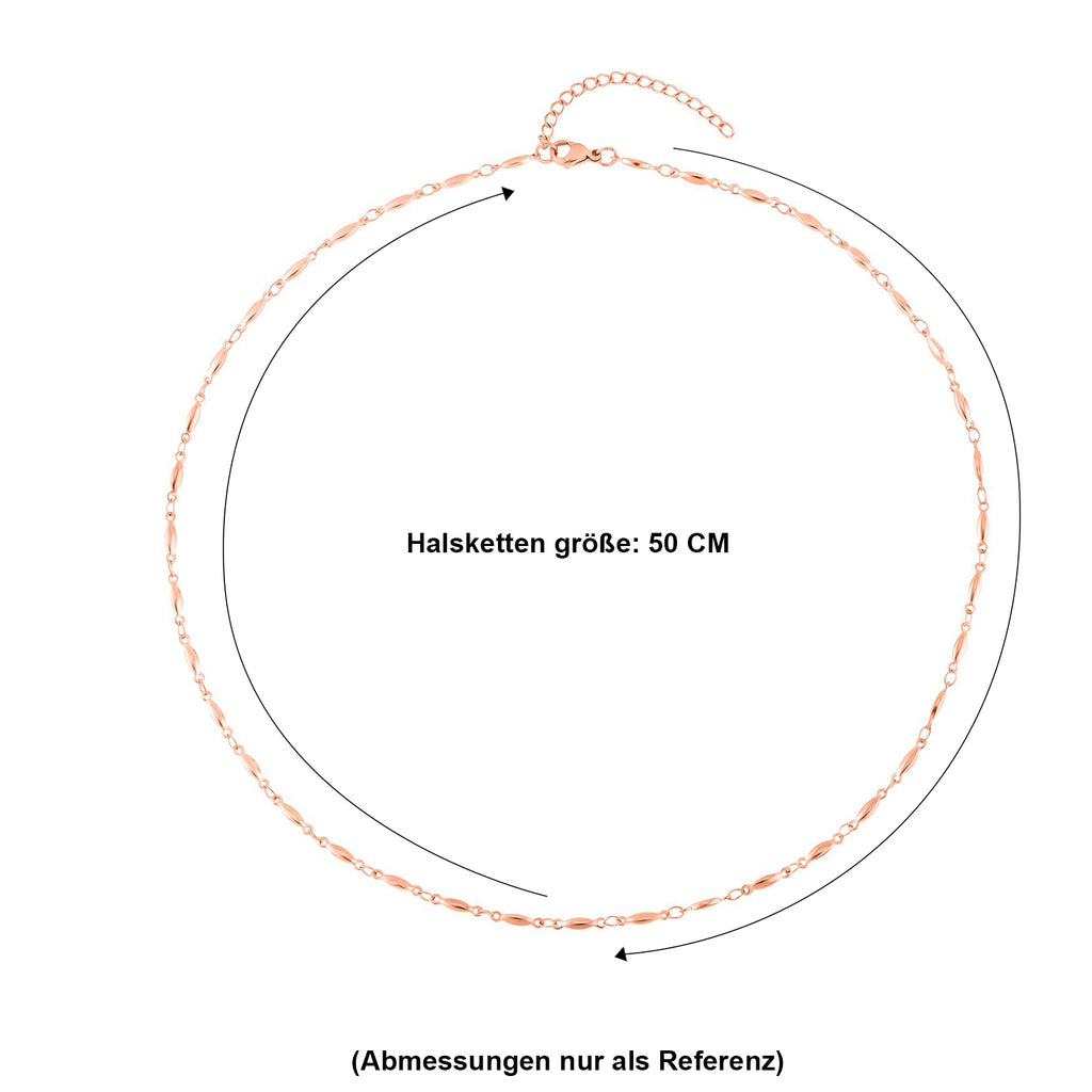 Feine Spindel-Gliederkette, Reiner Edelstahl IP Rosa Plattierung Halskette ca. 50 cm ca. 6,50g