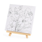 Leinwand-Malset - 3-teiliges Set mit Rosen-, Gänseblümchen- und Lilienmotiv, inklusive Farben, Mischpalette und Pinseln
