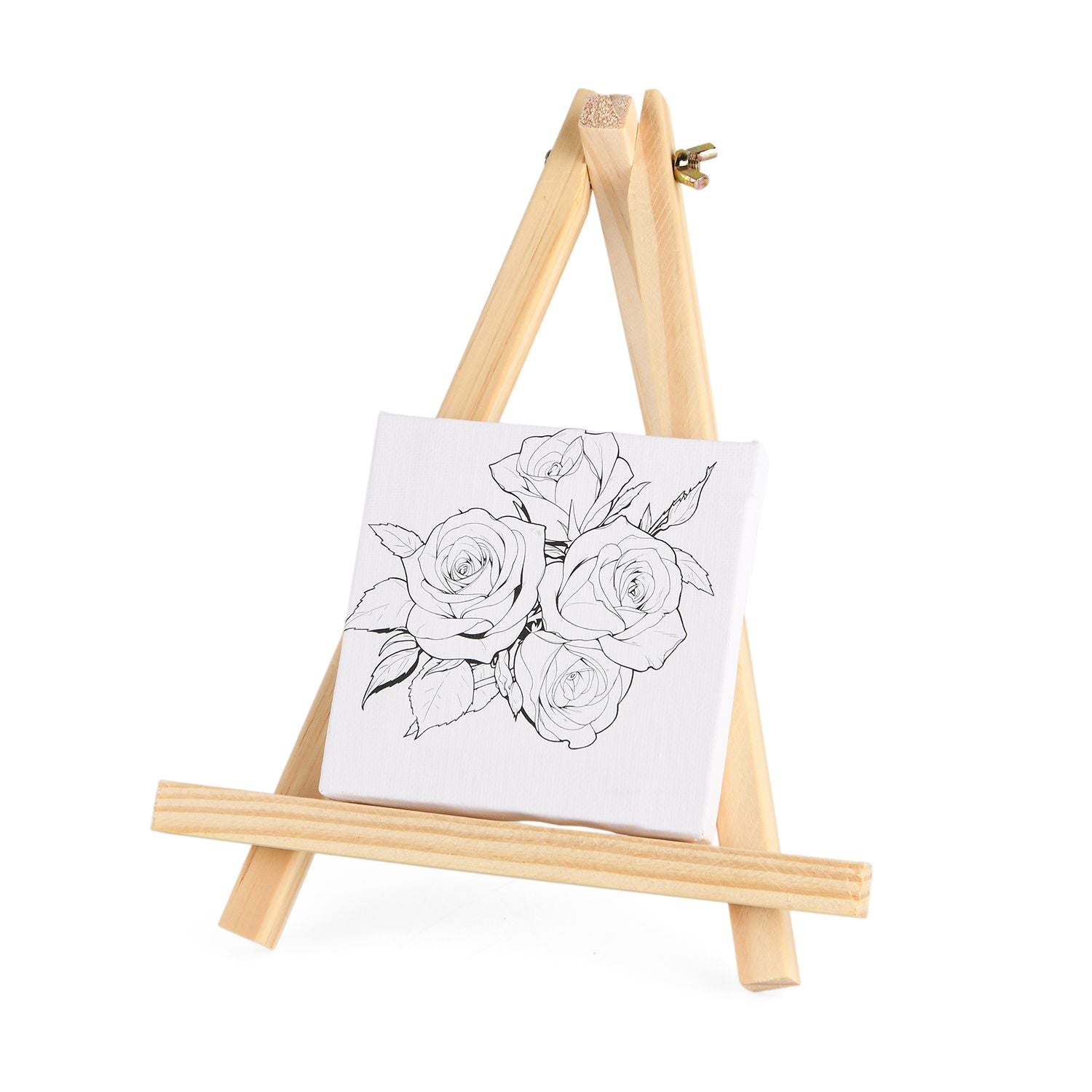 Leinwand-Malset - 3-teiliges Set mit Rosen-, Gänseblümchen- und Lilienmotiv, inklusive Farben, Mischpalette und Pinseln