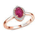LUXORO AAA Natürlicher Mosambik-Rubin, Weißer Diamant Ring 750 Gold (Größe 17.00) ca. 1,05 ct