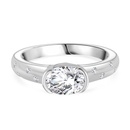 Moissanit Ring 925 Silber rhodiniert (Größe 20.00) ca. 1,48 ct