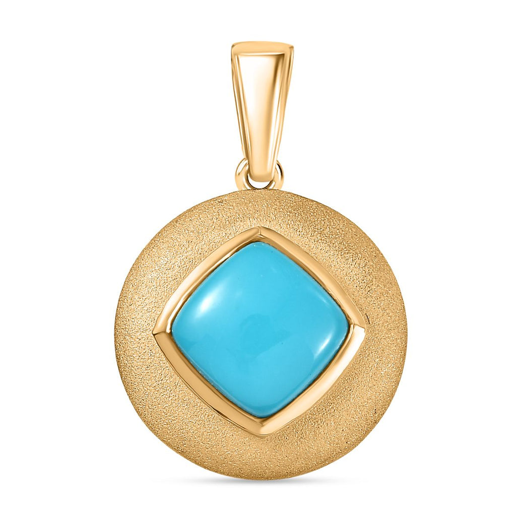 D'Joy AA Sleeping Beauty Türkis Anhänger 925 Silber 750 Gelbgold Vermeil ca. 2.84 ct