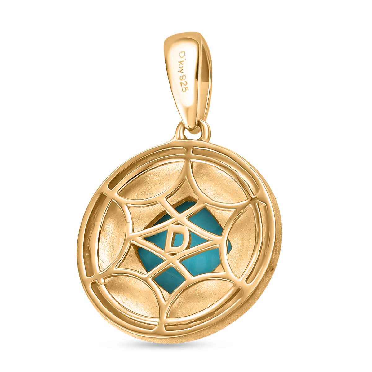 D'Joy AA Sleeping Beauty Türkis Anhänger 925 Silber 750 Gelbgold Vermeil ca. 2.84 ct
