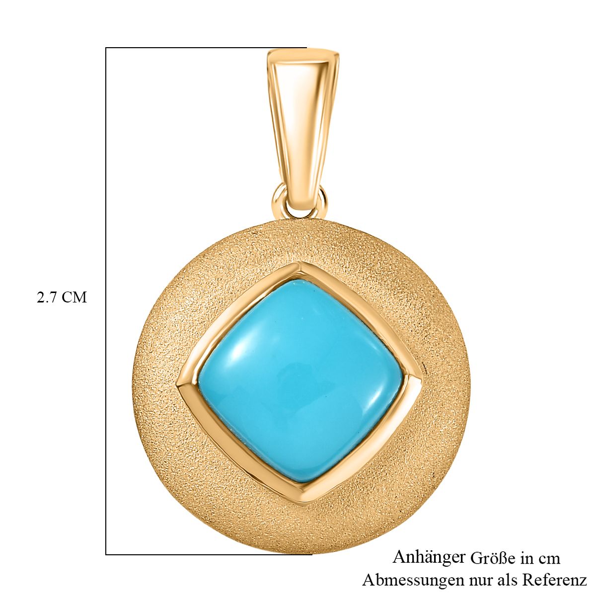 D'Joy AA Sleeping Beauty Türkis Anhänger 925 Silber 750 Gelbgold Vermeil ca. 2.84 ct
