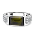 LUSTRO STELLA - Grüner Zirkonia, Weißer Zirkonia Ring 925 Silber rhodiniert (Größe 17.00)