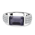 LUSTRO STELLA - Blauer Zirkonia, Weißer Zirkonia Ring 925 Silber rhodiniert (Größe 19.00) 6.87 ct