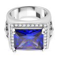 LUSTRO STELLA - Blauer Zirkonia, Weißer Zirkonia Ring 925 Silber rhodiniert (Größe 17.00)