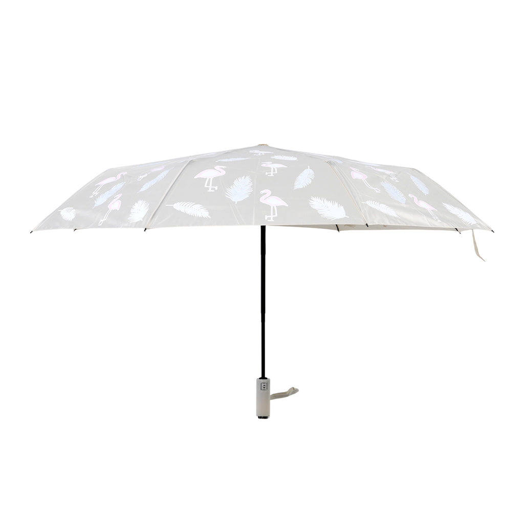 Farbwechsel-Regenschirm mit Flamingo-Motiv, Durchmesser 103 cm, Länge 32 cm, Beige