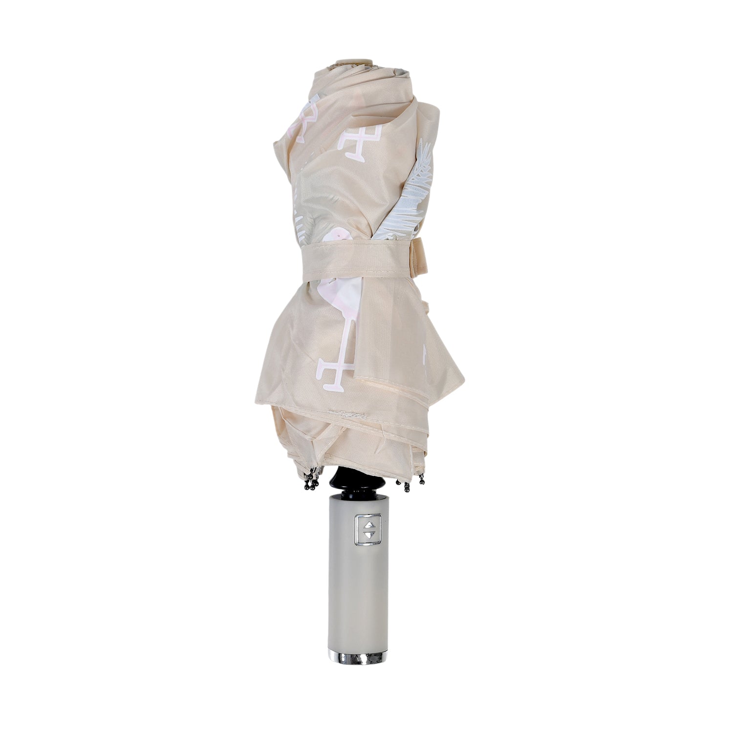Farbwechsel-Regenschirm mit Flamingo-Motiv, Durchmesser 103 cm, Länge 32 cm, Beige