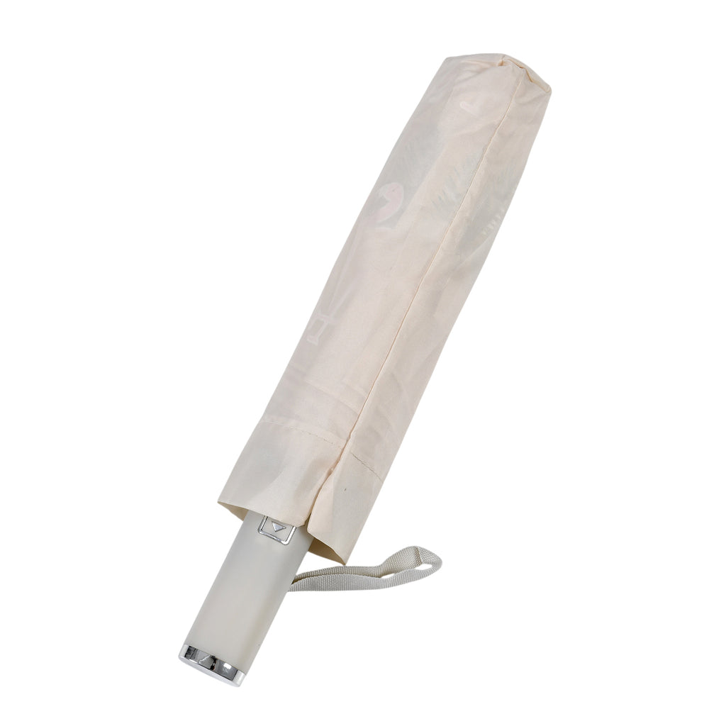 Farbwechsel-Regenschirm mit Flamingo-Motiv, Durchmesser 103 cm, Länge 32 cm, Beige