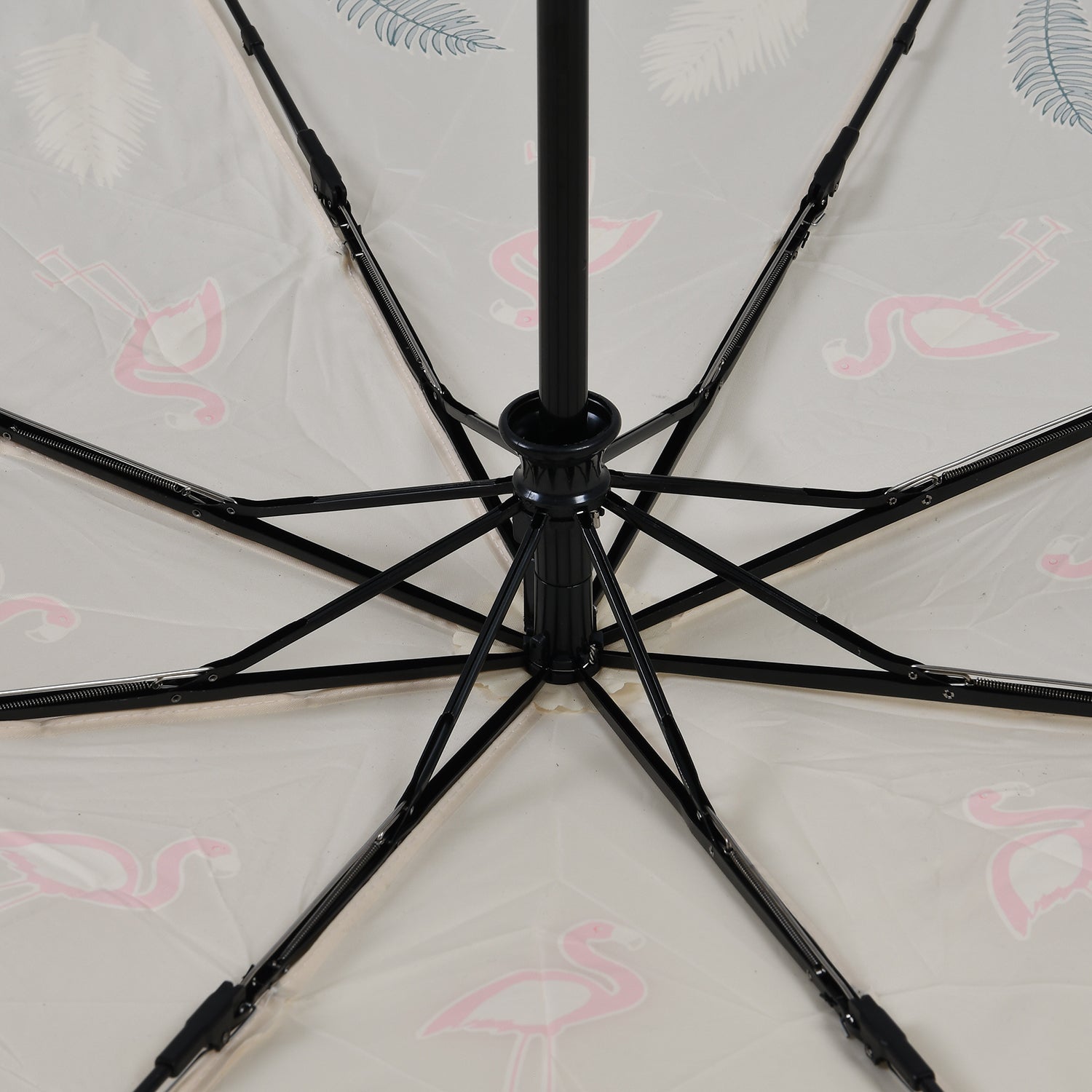 Farbwechsel-Regenschirm mit Flamingo-Motiv, Durchmesser 103 cm, Länge 32 cm, Beige