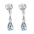 D'Joy AA Sleeping Beauty Türkis, Weißer Zirkon Ohrringe 925 Silber platiniert und vergoldet ca. 1.53 ct