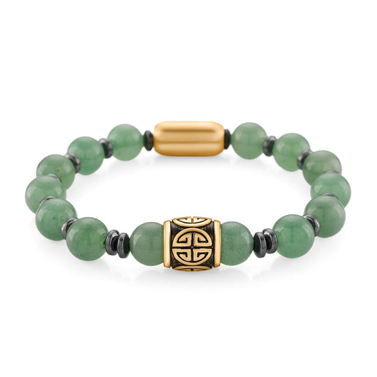 Grüner Aventurin, Hämatit Armband ca. 20 cm Reiner Edelstahl gelb vergoldet ca. 160,00 ct.