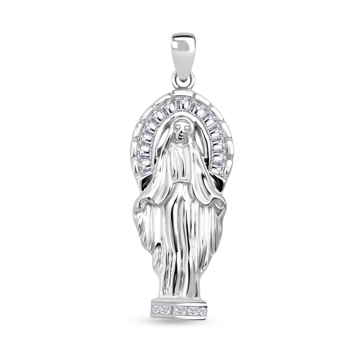 LUSTRO STELLA - Weißer Zirkonia Anhänger 925 Silber rhodiniert