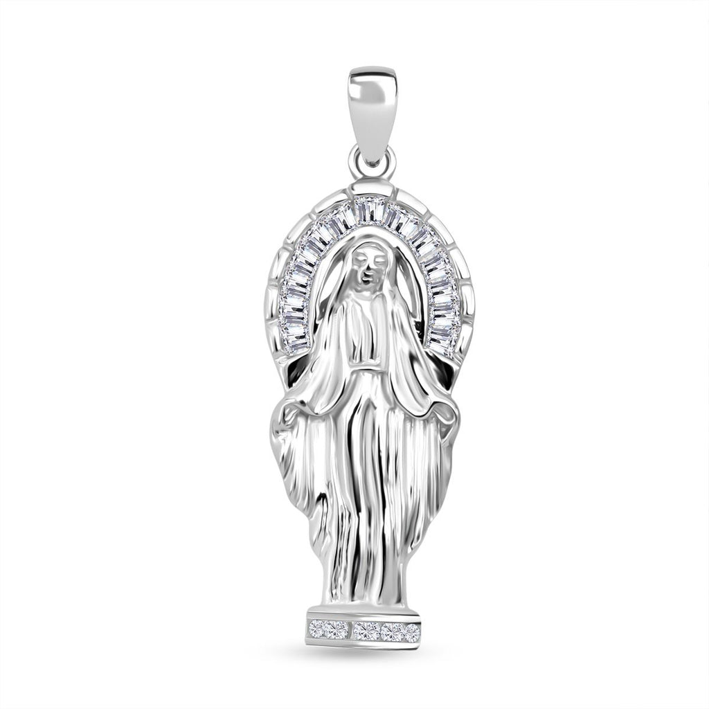 LUSTRO STELLA - Weißer Zirkonia Anhänger 925 Silber rhodiniert
