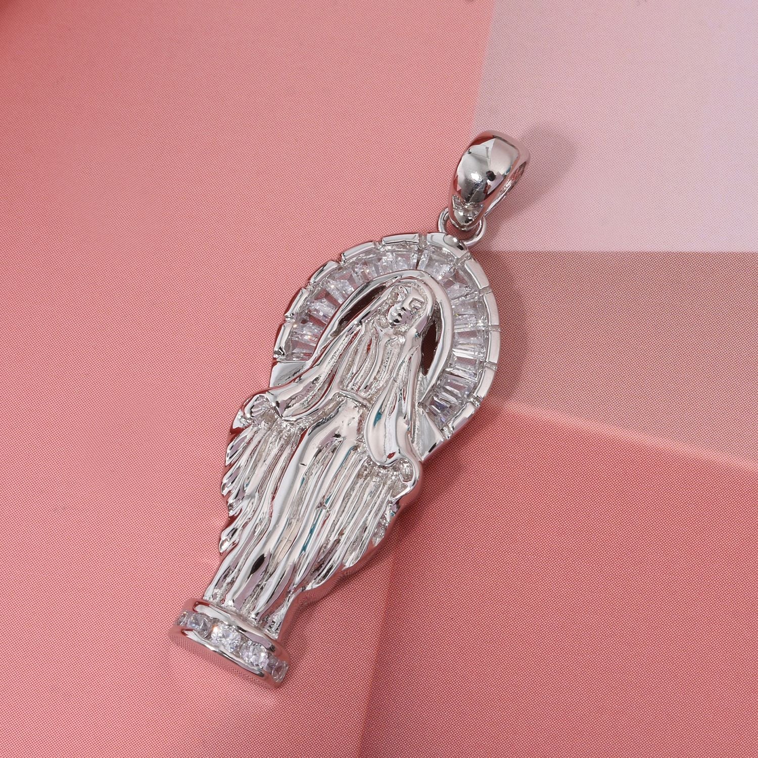 LUSTRO STELLA - Weißer Zirkonia Anhänger 925 Silber rhodiniert