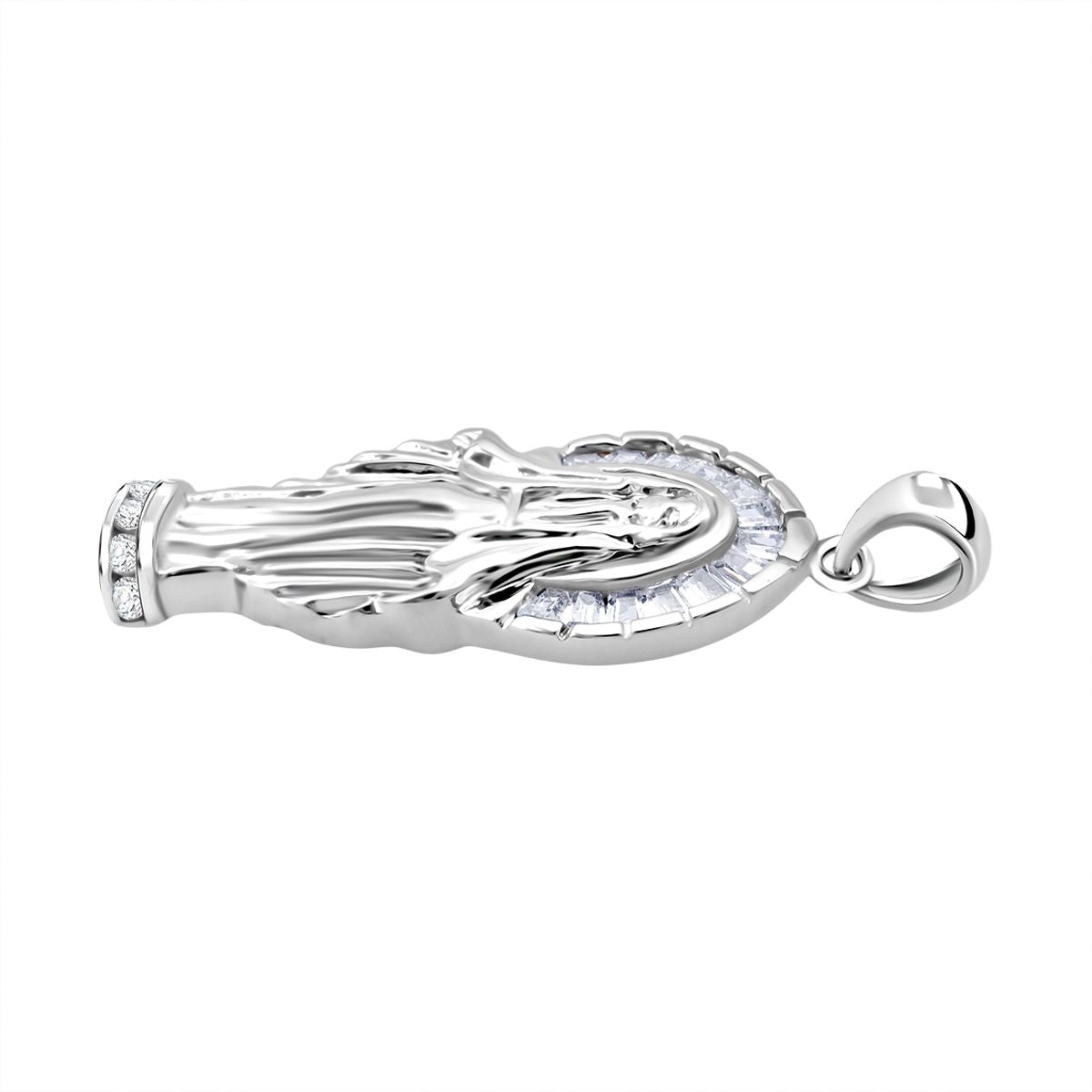 LUSTRO STELLA - Weißer Zirkonia Anhänger 925 Silber rhodiniert