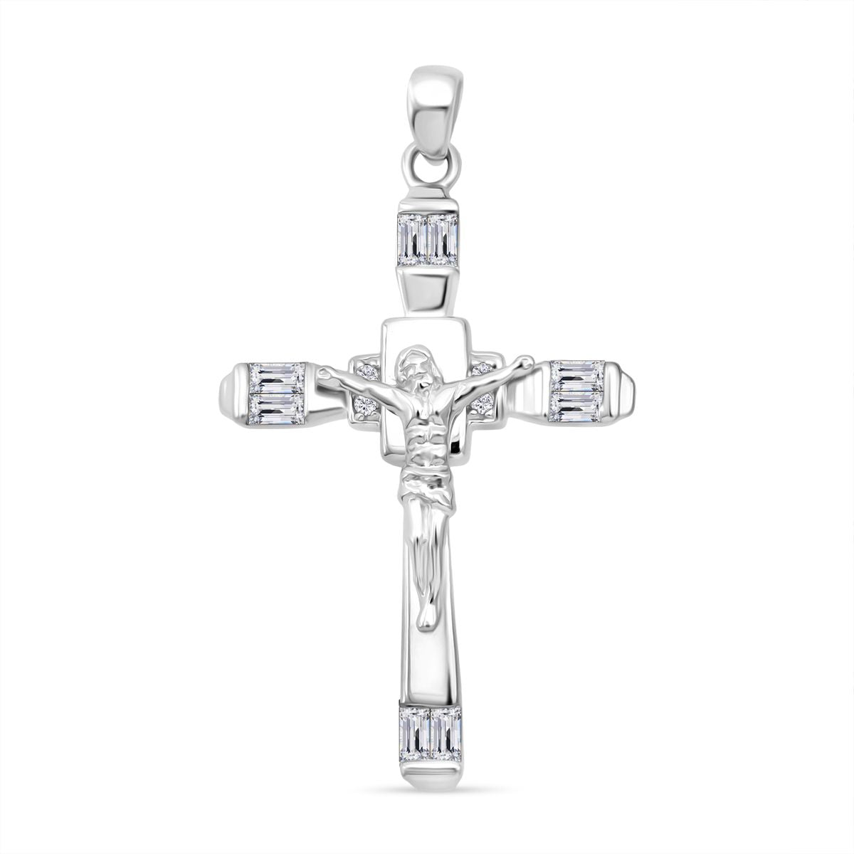 LUSTRO STELLA - Weißer Zirkonia Anhänger 925 Silber rhodiniert