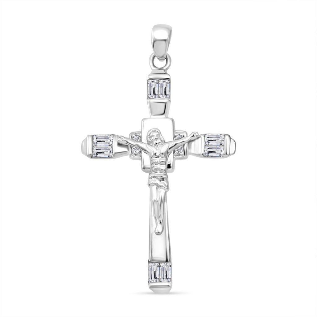 LUSTRO STELLA - Weißer Zirkonia Anhänger 925 Silber rhodiniert