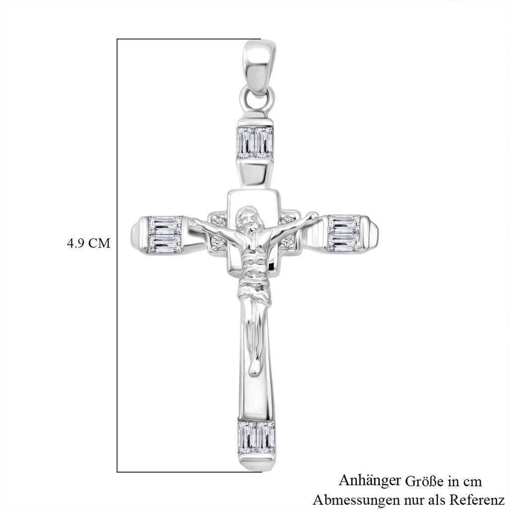 LUSTRO STELLA - Weißer Zirkonia Anhänger 925 Silber rhodiniert