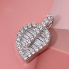 LUSTRO STELLA - Weißer Zirkonia Blatt Anhänger 925 Silber rhodiniert