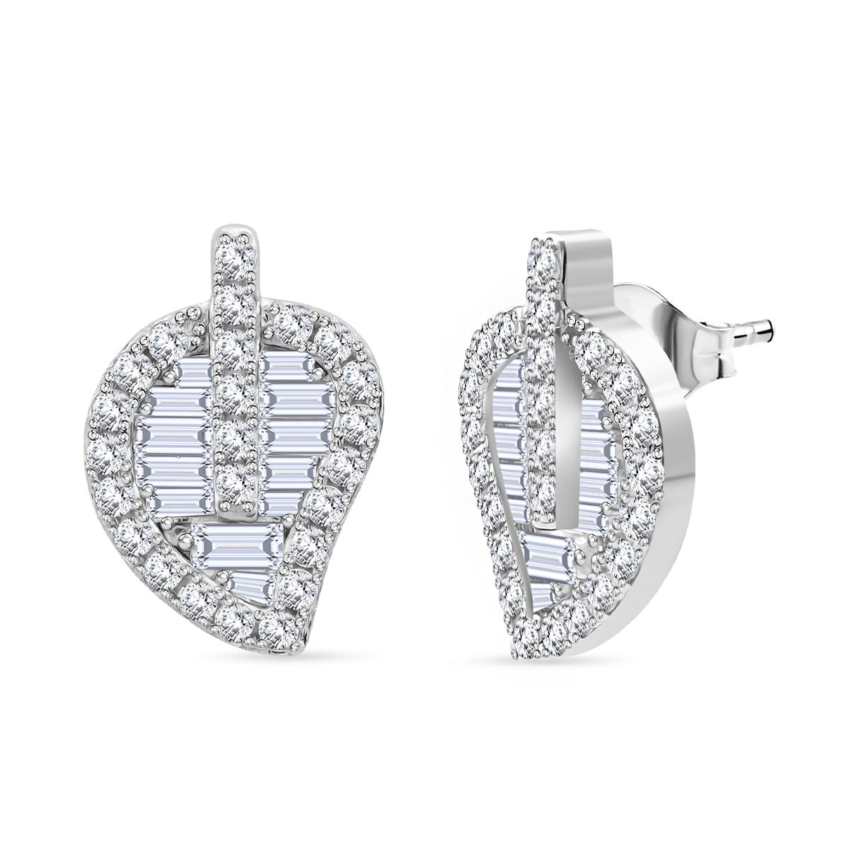 LUSTRO STELLA -  Weißer Zirkonia Ohrringe 925 Silber rhodiniert