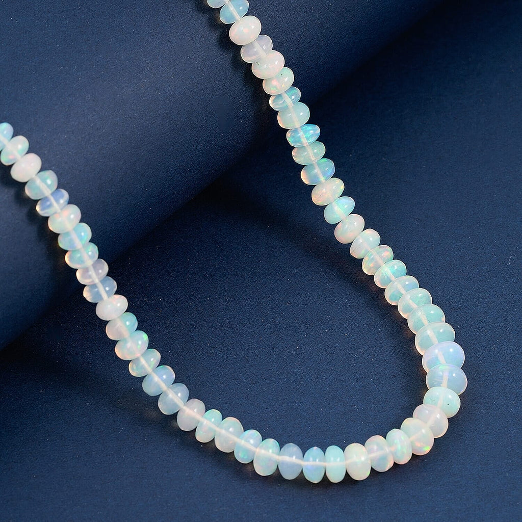 ILIANA - AAA Natürlicher, äthiopischer Welo Opal Halskette ca. 45 cm 750 Weißgold ca. 62.00 ct