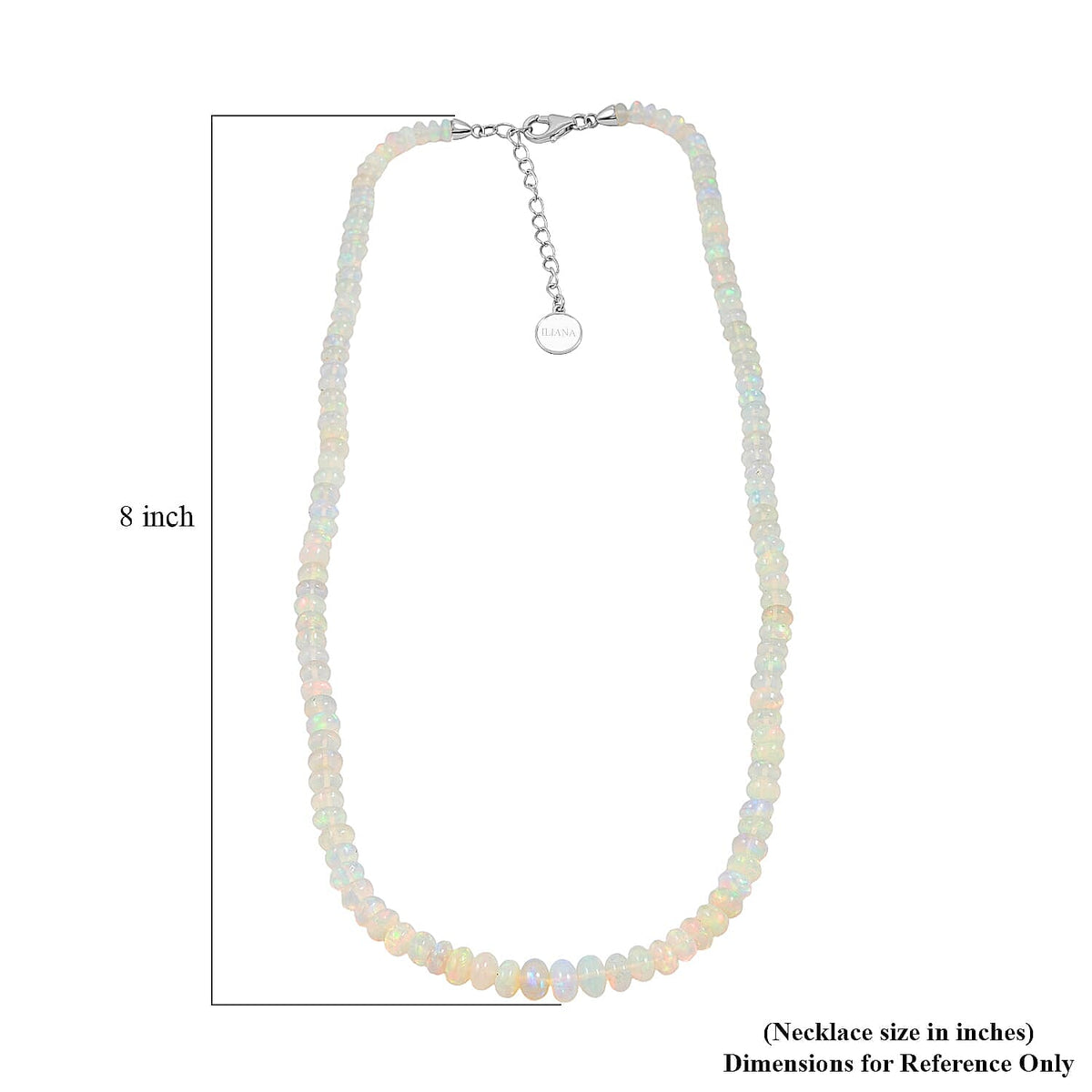 ILIANA - AAA Natürlicher, äthiopischer Welo Opal Halskette ca. 45 cm 750 Weißgold ca. 62.00 ct