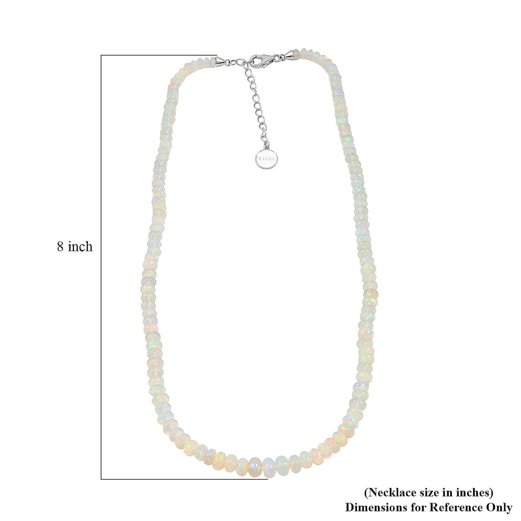 ILIANA - AAA Natürlicher, äthiopischer Welo Opal Halskette ca. 45 cm 750 Weißgold ca. 62.00 ct