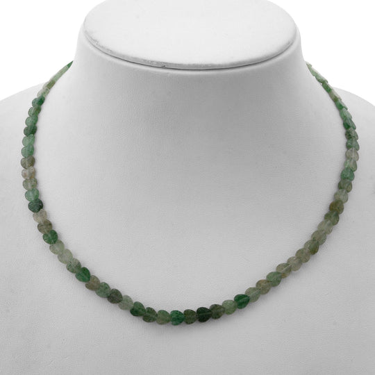 Grüner Quarz Halskette ca. 45 cm 925 Silber ca. 63.00 ct