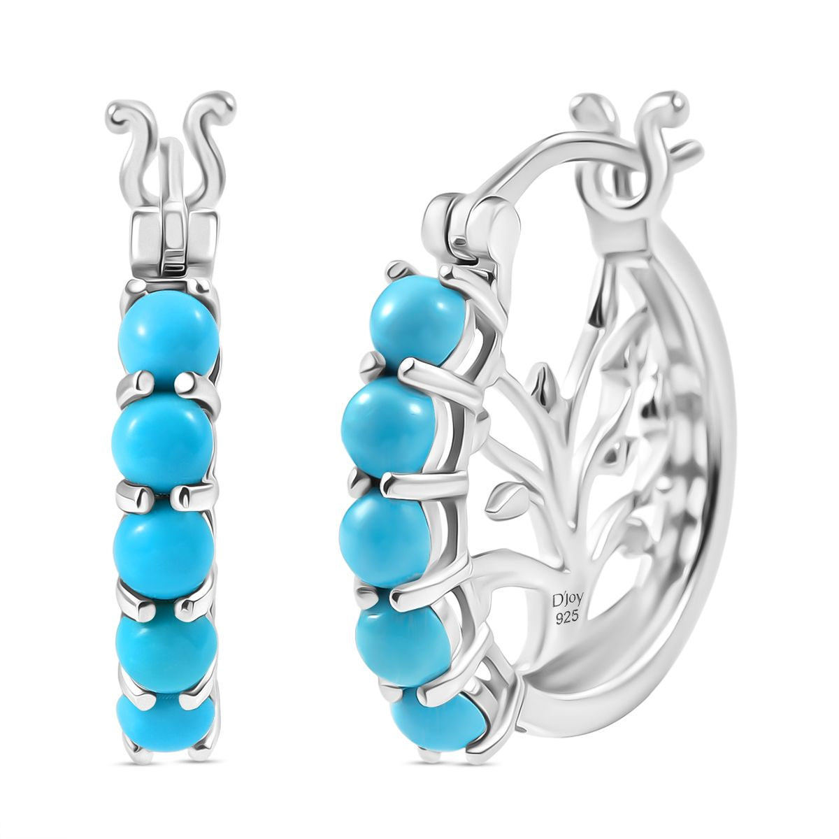 D'Joy AA Sleeping Beauty Türkis Ohrringe 925 Silber rhodiniert ca. 1.32 ct