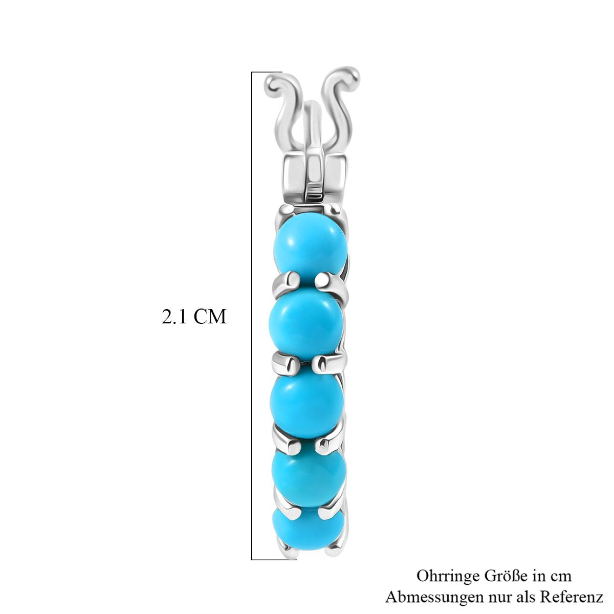 D'Joy AA Sleeping Beauty Türkis Ohrringe 925 Silber rhodiniert ca. 1.32 ct