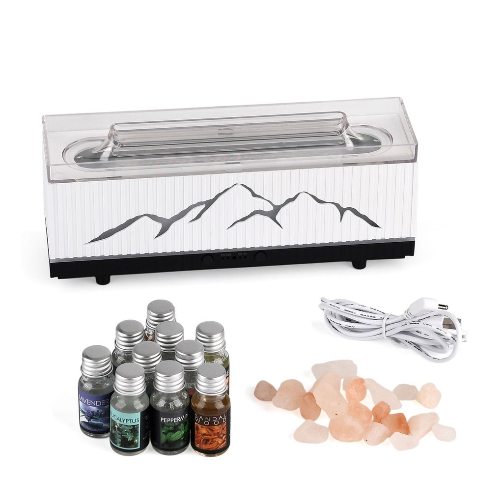 Aroma-Luftbefeuchter mit Doppel-Sprühfunktion, LED-Licht und 10 Duftölen, 200 ml