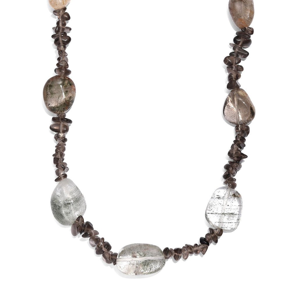 Lodlith, Rauchquarz Halskette ca. 60 cm 316L Edelstahl ca. 145.00 ct