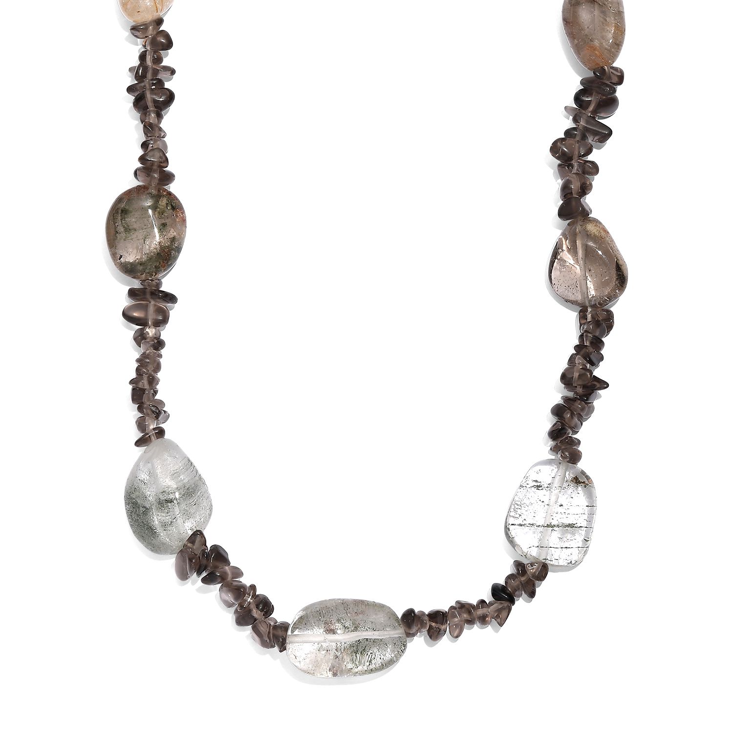 Lodlith, Rauchquarz Halskette ca. 60 cm 316L Edelstahl ca. 145.00 ct
