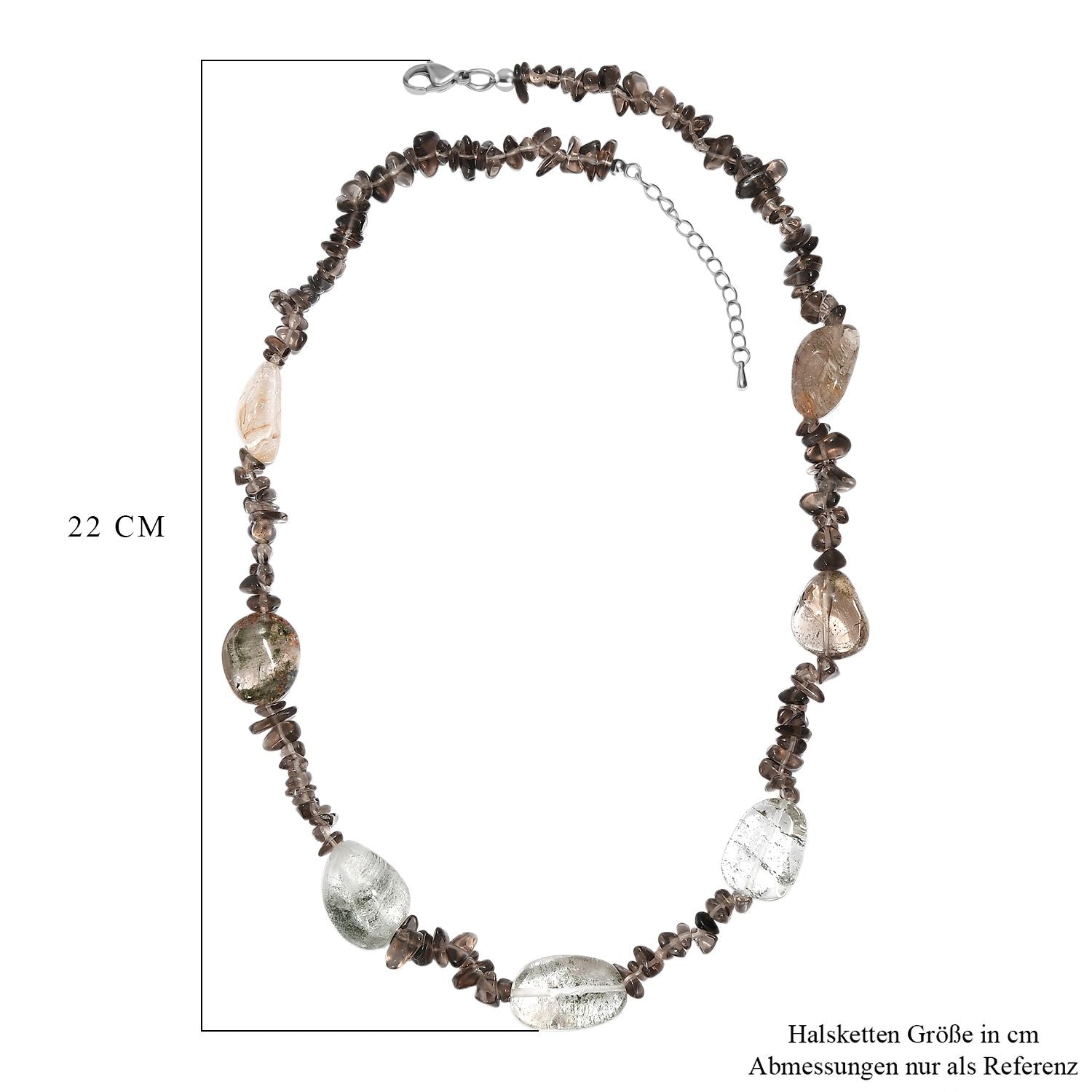 Lodlith, Rauchquarz Halskette ca. 60 cm 316L Edelstahl ca. 145.00 ct