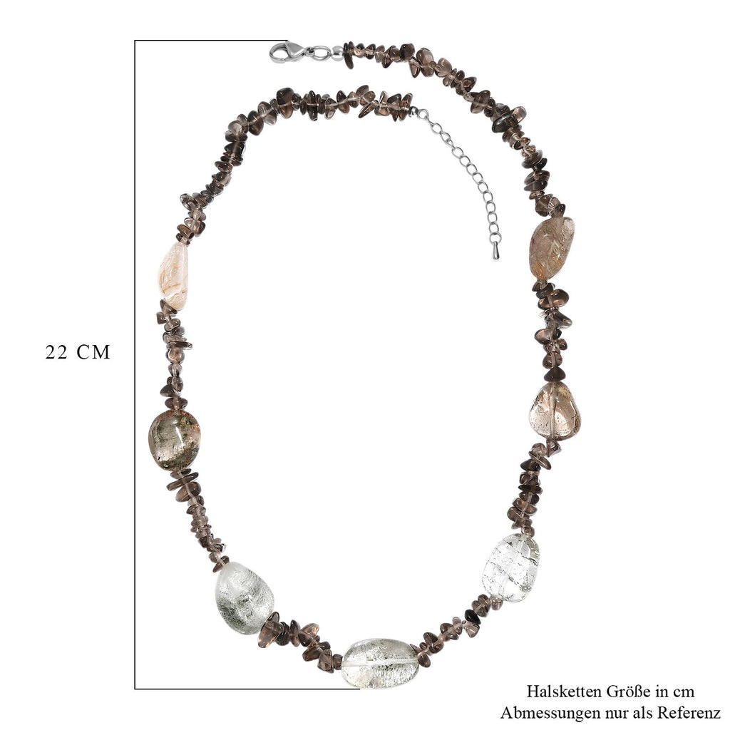 Lodlith, Rauchquarz Halskette ca. 60 cm 316L Edelstahl ca. 145.00 ct