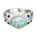 AA Natürlicher, äthiopischer Welo Opal, Mehrfarbig Saphir Ring 925 Silber rhodiniert (Größe 17.00) ca. 3,20 ct