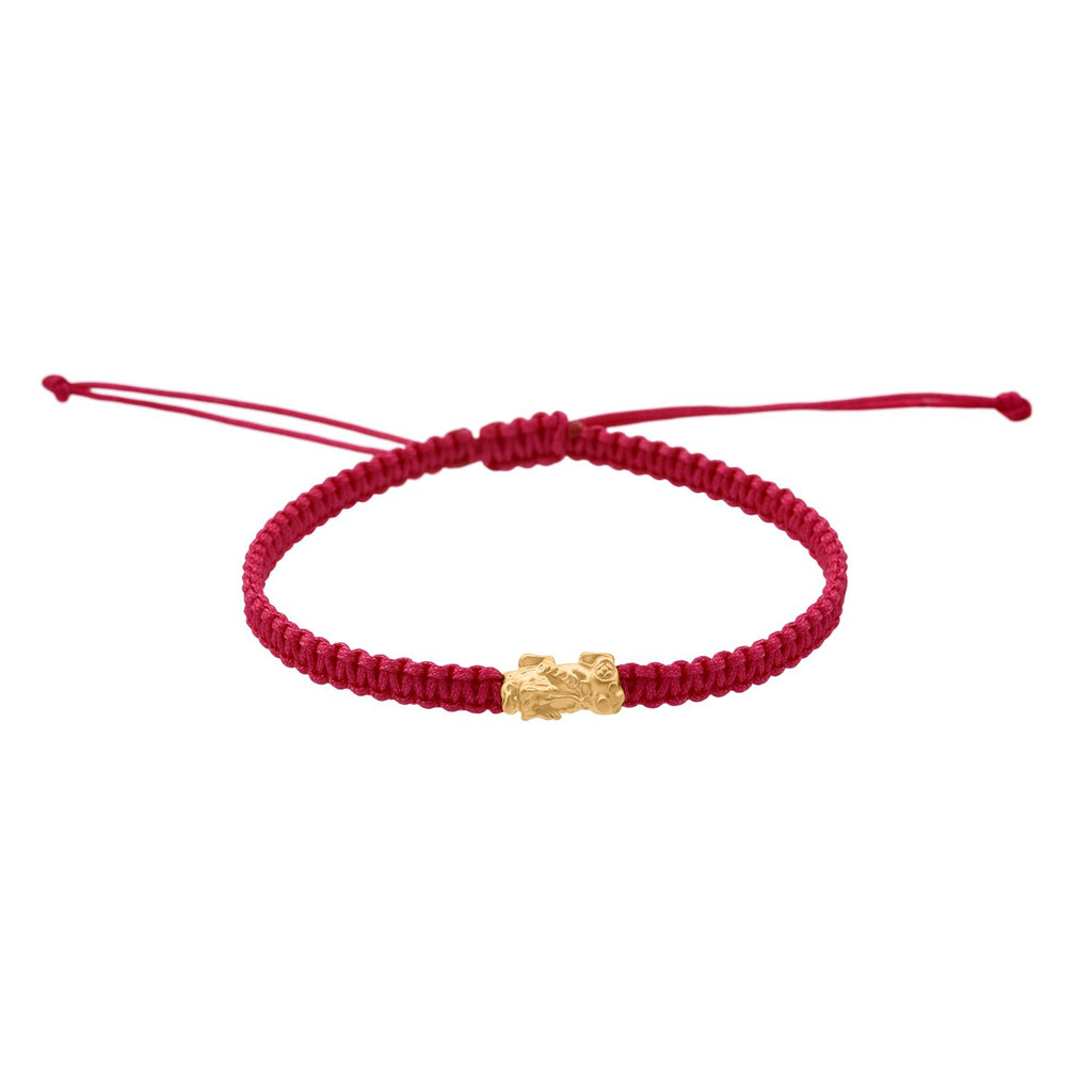 999 Gold Pixiu Armband, Flexibles, Pink