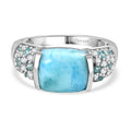 D'Joy Larimar, Blauer Apatit Ring 925 Silber rhodiniert (Größe 16.00) ca. 6,19 ct