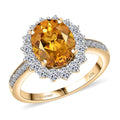 LUXURIANT DIAMOND - AAA Heliodor, Lab Grown Diamant Ring 417 Gold (Größe 18.00) ca. 3,13 ct