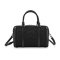 LA MAREY Brokat Crossbody Tasche aus Seide und Echtleder, 30x18x15cm, Schwarz