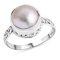 Royal Bali - Weiße Mabe Perle (10-11 mm) Ring 925 Silber (Größe 16.00)